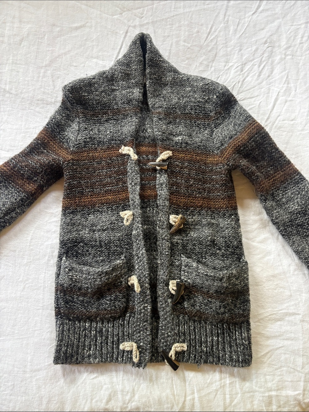 Wilfred Gray and Brown Wool & Alpaca Cardigan